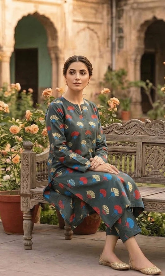 Luxury Emerald Printed Lawn Unstitched 2 Piece Summer Collection (Unstitched)