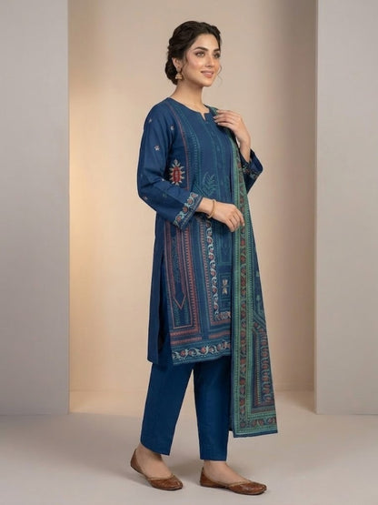 Luxury Eid Stitched 3-Piece Suit With Organza Dupatta (Stitched)