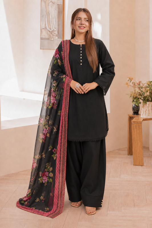 Lawn Slub Farshi Shalwar 3-Piece Ready-to-Wear Suit