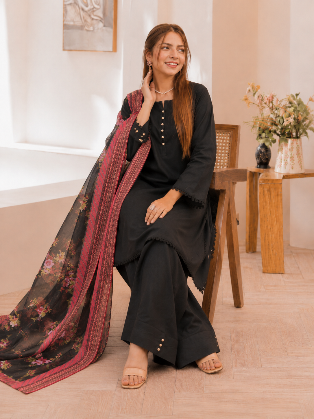 Lawn Slub Farshi Shalwar 3-Piece Ready-to-Wear Suit