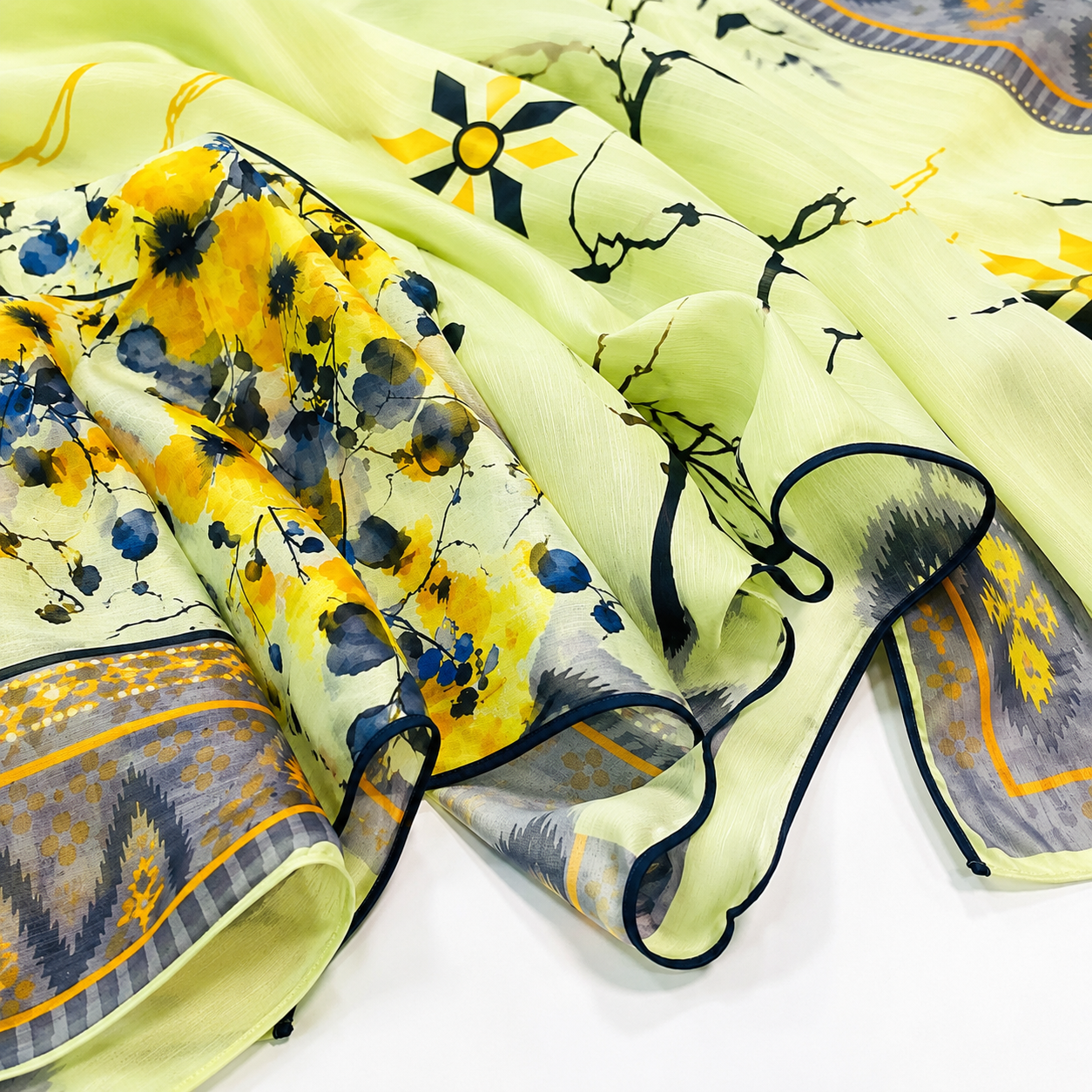 Premium Digital Print 3-Piece Unstitched Lawn Suit – All-Over 90/70 Bana Dora