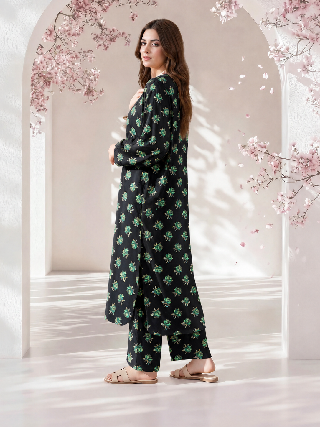 ALL OVER PRINT LAWN TWO PEICE SUIT UNSTITCH
