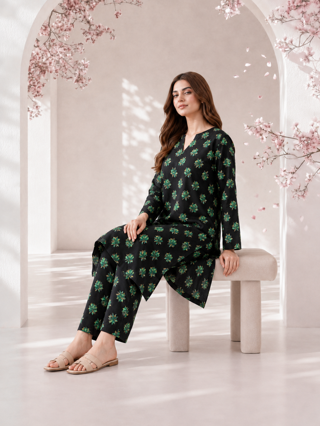 ALL OVER PRINT LAWN TWO PEICE SUIT UNSTITCH