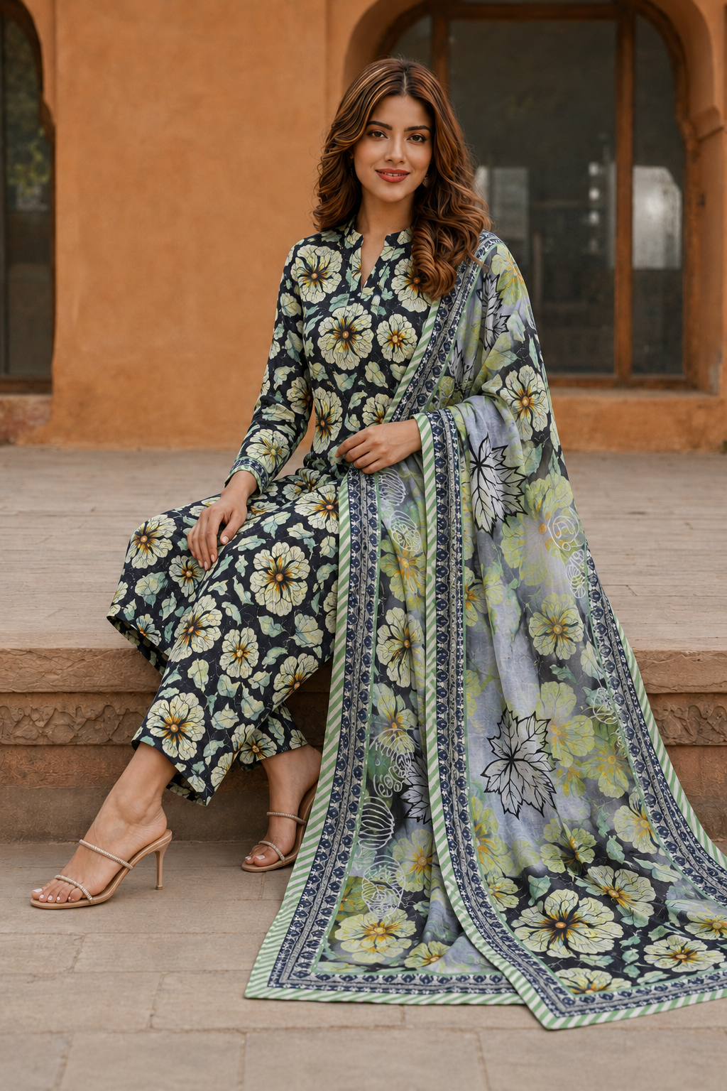 3Pc Unstitched Printed Lawn Suits for Women (Unstitched)