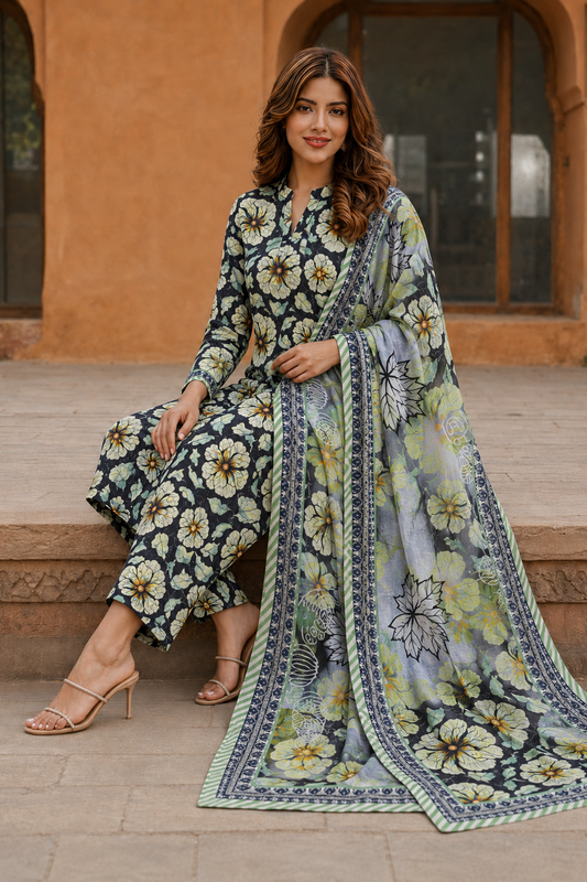 3Pc Unstitched Printed Lawn Suits for Women (Unstitched)