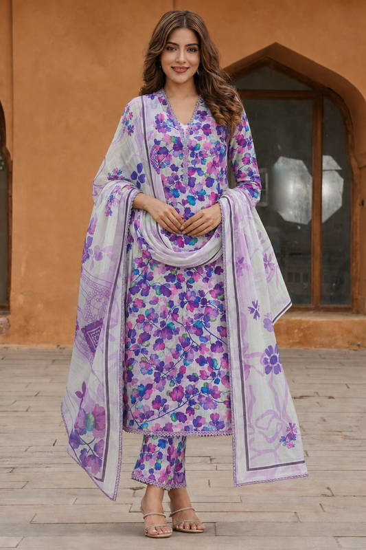 3Pc Unstitched Printed Lawn Suits for Women (Unstitched)