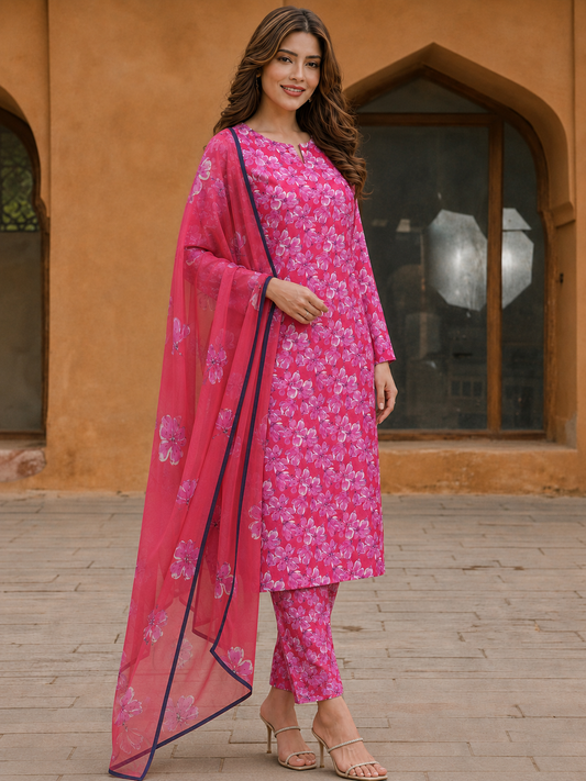 3Pc Unstitched Printed Lawn Suits for Women (Unstitched)
