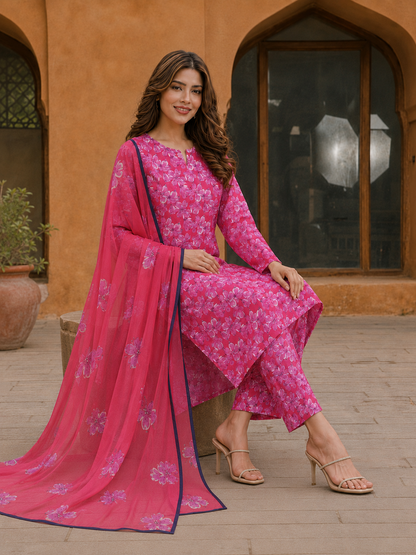 3Pc Unstitched Printed Lawn Suits for Women (Unstitched)