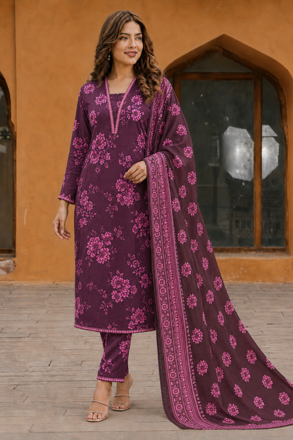 3Pc Unstitched Printed Lawn Suits for Women (Unstitched)