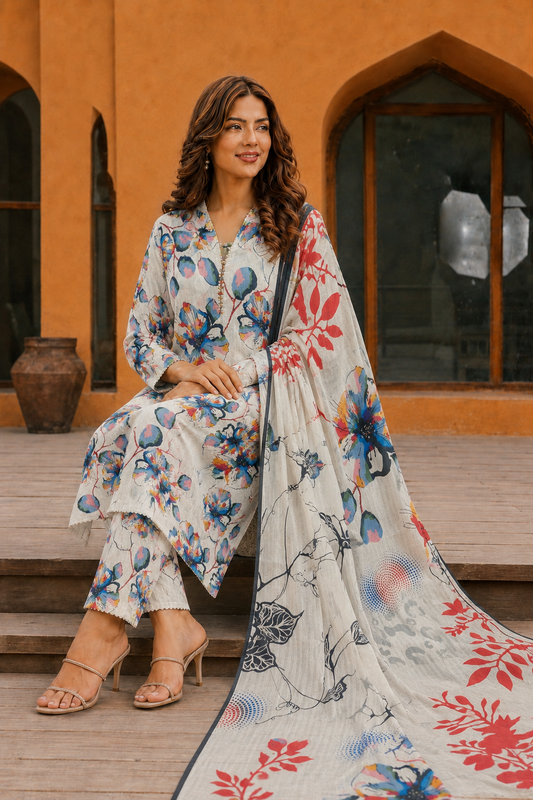 3Pc Unstitched Printed Lawn Suits for Women (Unstitched)