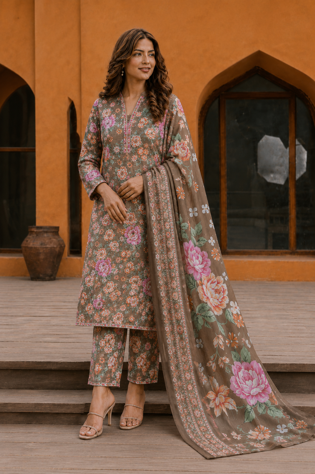3Pc Unstitched Printed Lawn Suits for Women (Unstitched)
