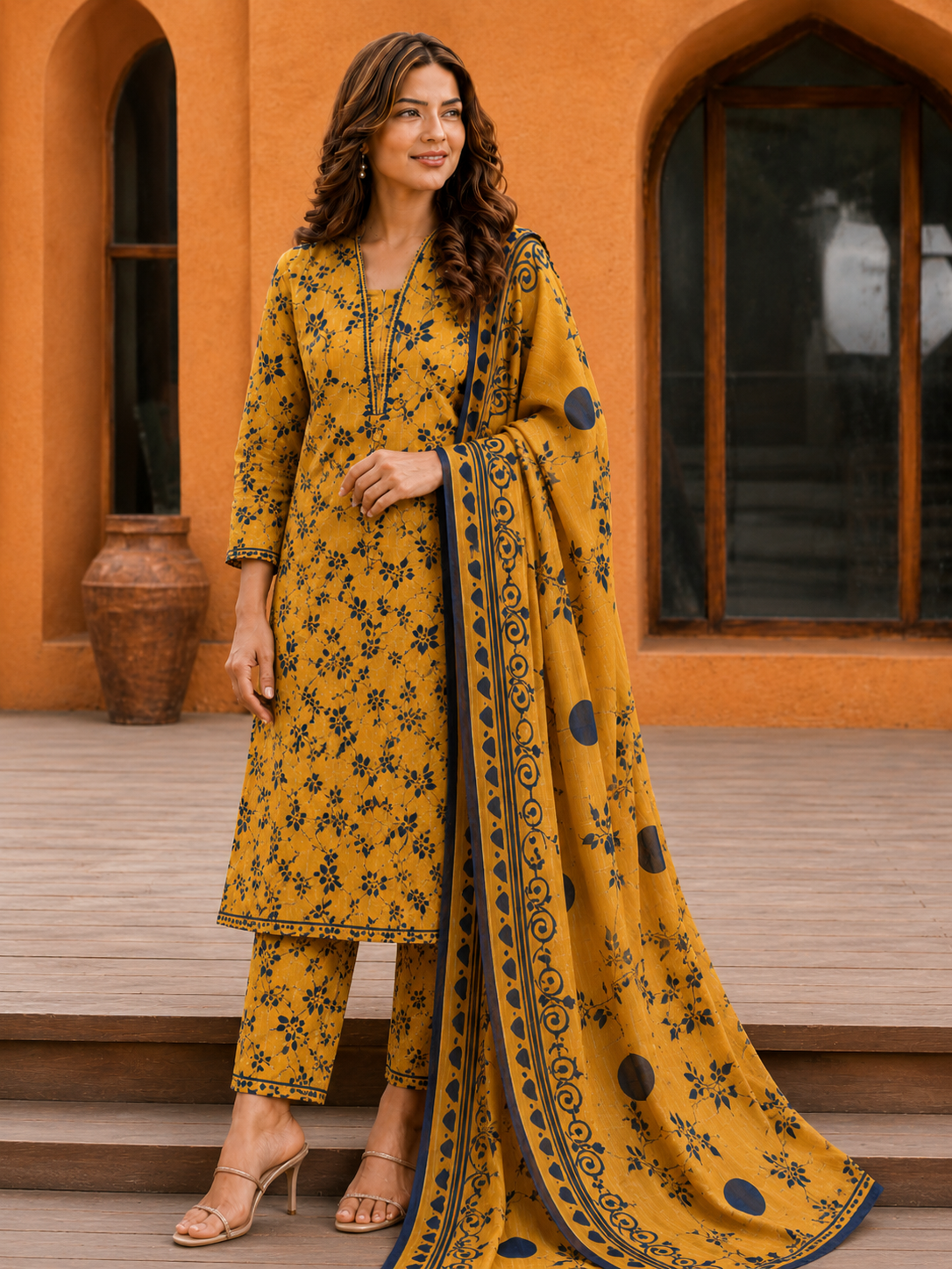 3Pc Unstitched Printed Lawn Suits for Women (Unstitched)