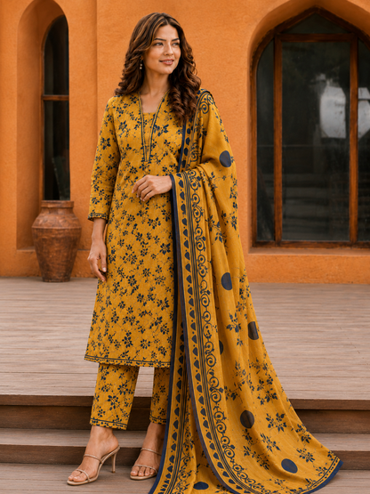 3Pc Unstitched Printed Lawn Suits for Women (Unstitched)
