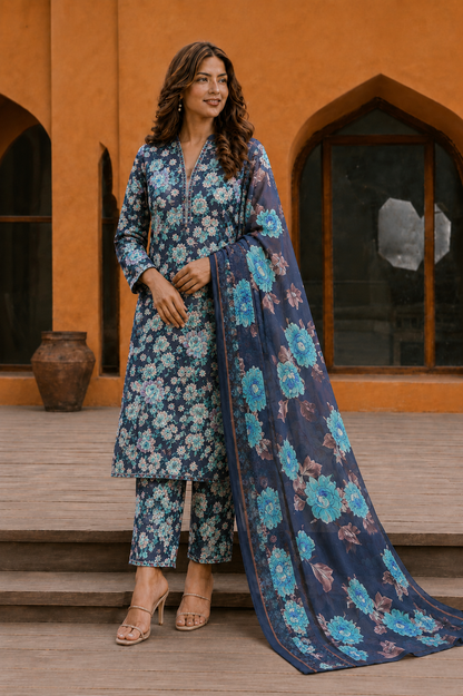 3Pc Unstitched Printed Lawn Suits for Women (Unstitched)