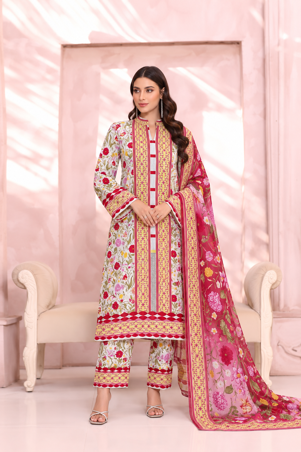 Premium Digital Printed Khaddar 3 Piece Suit | Luxury Unstitched Winter Collection | Bin Anwar