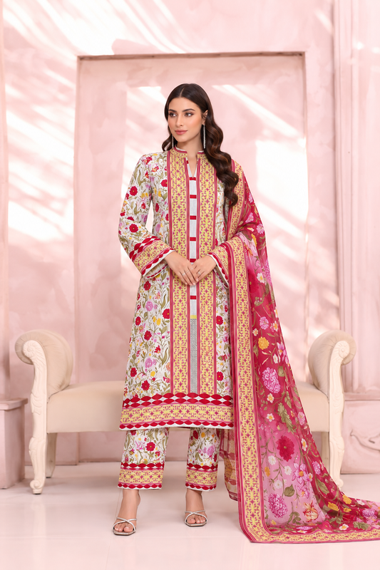 Premium Digital Printed Khaddar 3 Piece Suit | Luxury Unstitched Winter Collection | Bin Anwar