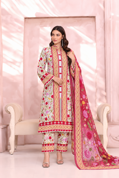 Premium Digital Printed Khaddar 3 Piece Suit | Luxury Unstitched Winter Collection | Bin Anwar
