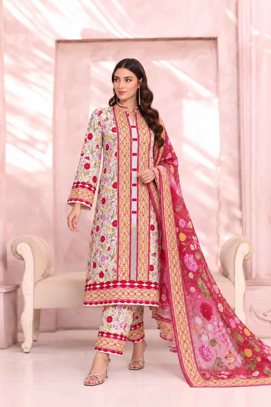 Premium Digital Printed Khaddar 3 Piece Suit | Luxury Unstitched Winter Collection | Bin Anwar
