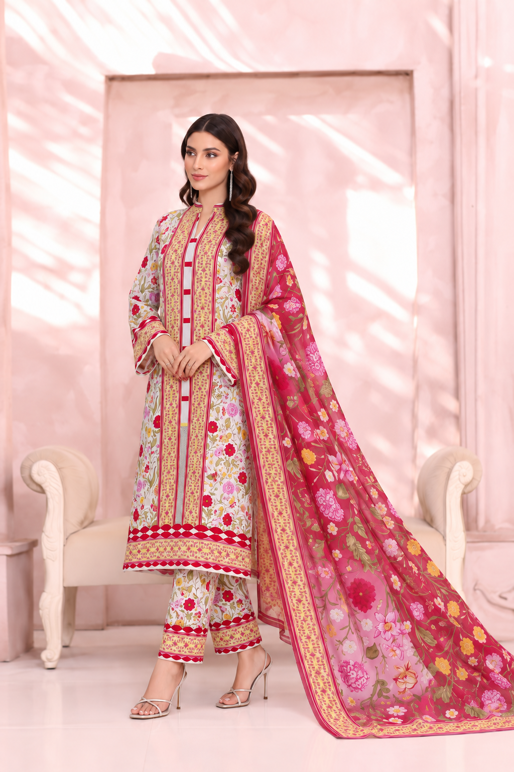 Premium Digital Printed Khaddar 3 Piece Suit | Luxury Unstitched Winter Collection | Bin Anwar