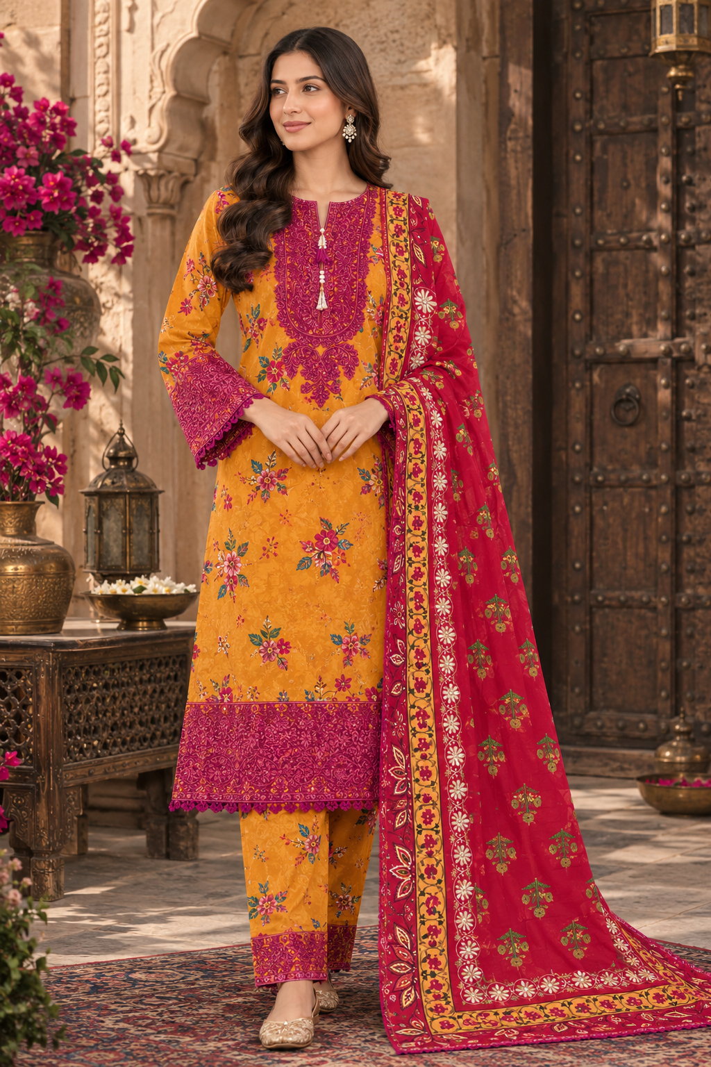 Royal Bloom Khaddar Digital Printed 3 Piece Suit (STITCHED)