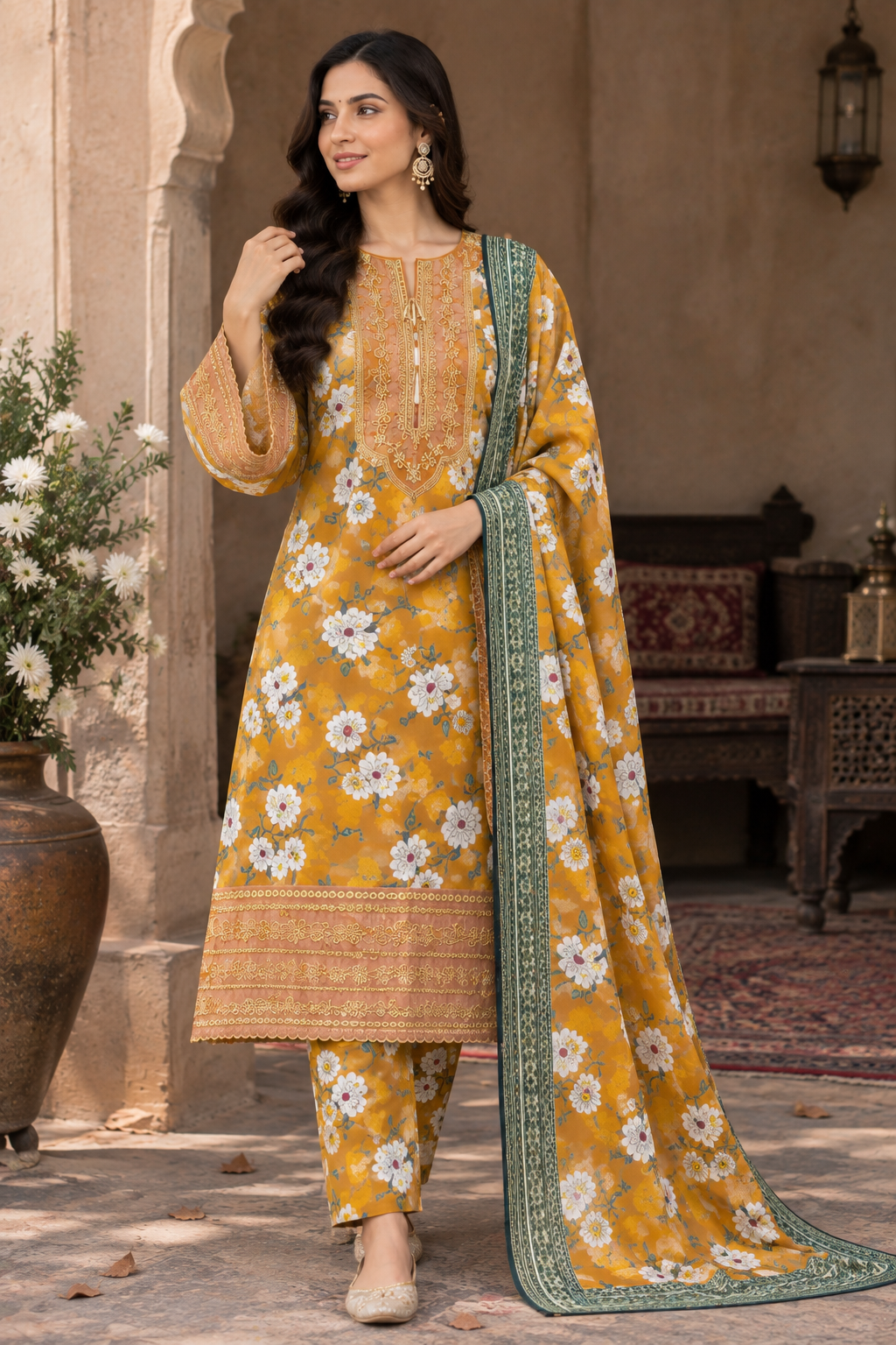 Royal Bloom Khaddar Digital Printed 3 Piece Suit (STITCHED)