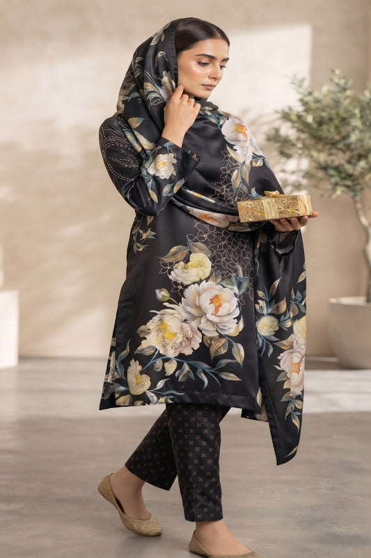 Premium China Silk Printed 3-Piece Co-Ord Sets (Stitched)