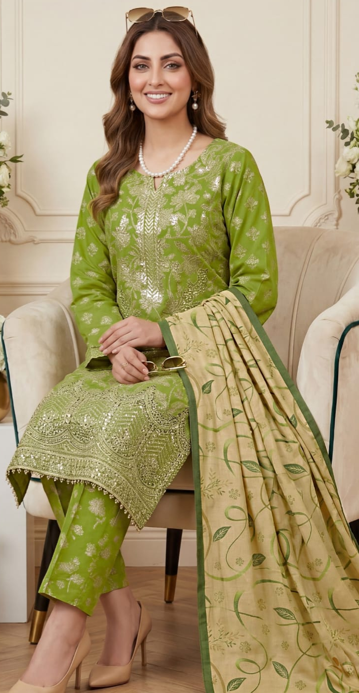 Aneelas Luxury lawn Embroidered Suit Unstitced 3 Piece