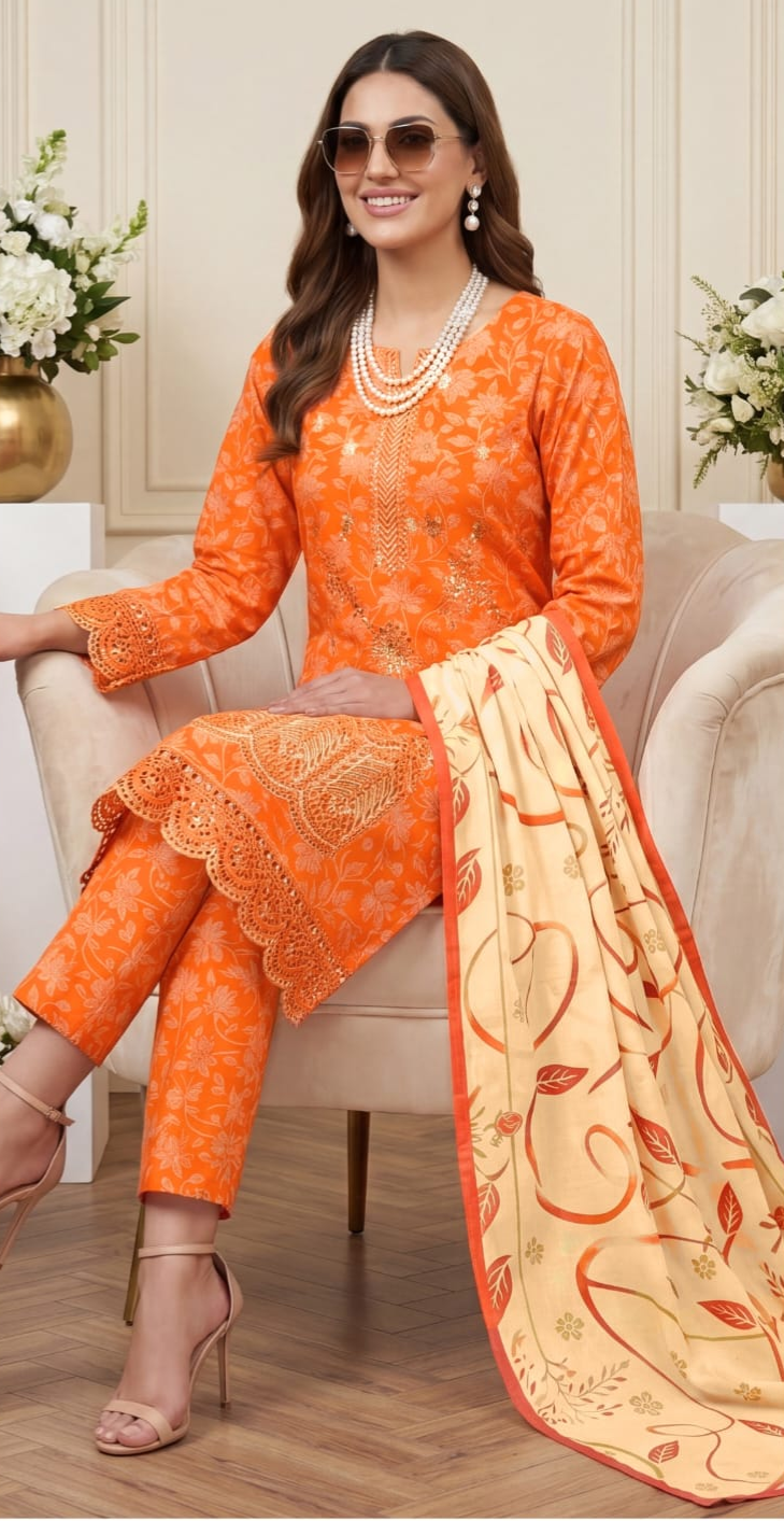 Aneelas Luxury lawn Embroidered Suit Unstitced 3 Piece