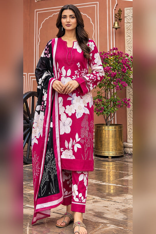 Classic Charm Khaddar Digital Printed 3 Piece Suit (Unstitched)