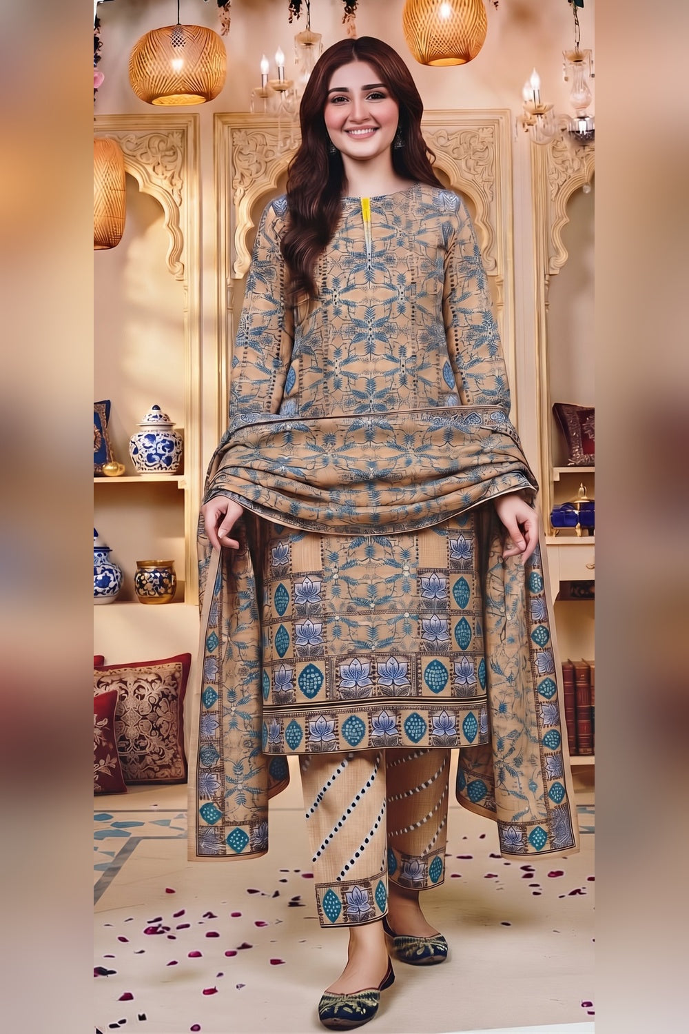 Classic Charm Khaddar Digital Printed 3 Piece Suit (Unstitched)