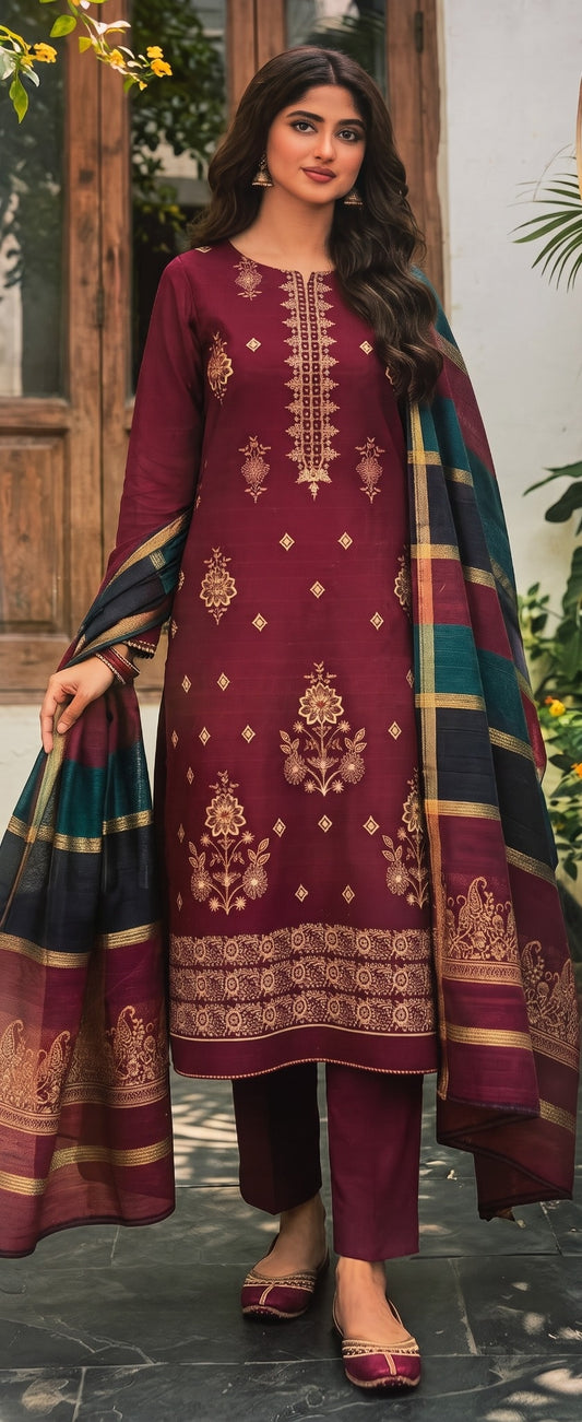 Meerab By Bin Anwar Kashmiri Shawl 3-Piece Suit (Unstitched)