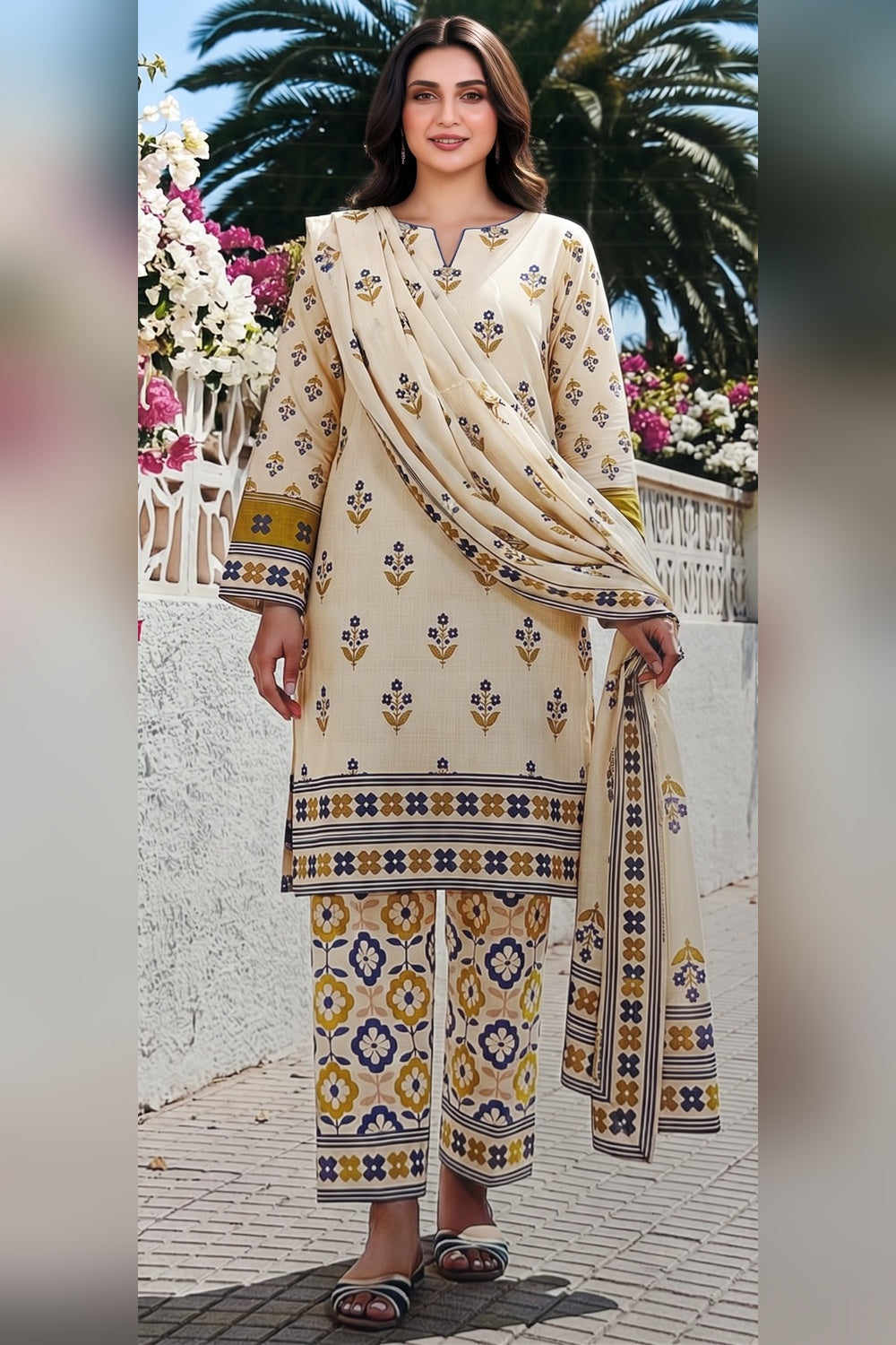 Classic Charm Khaddar Digital Printed 3 Piece Suit (Unstitched)