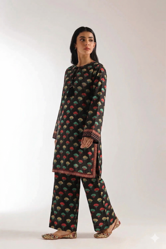 ALL OVER PRINT LAWN TWO PEICE SUIT UNSTITCH
