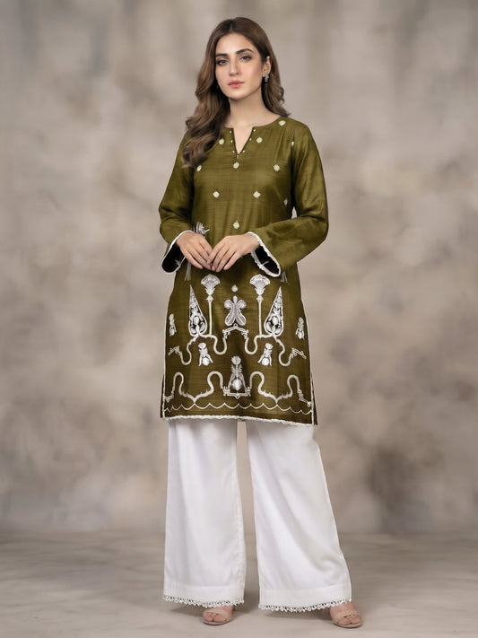 Winter Dhanak Embroidered 2 Piece Co-Ord Set (Stitched)
