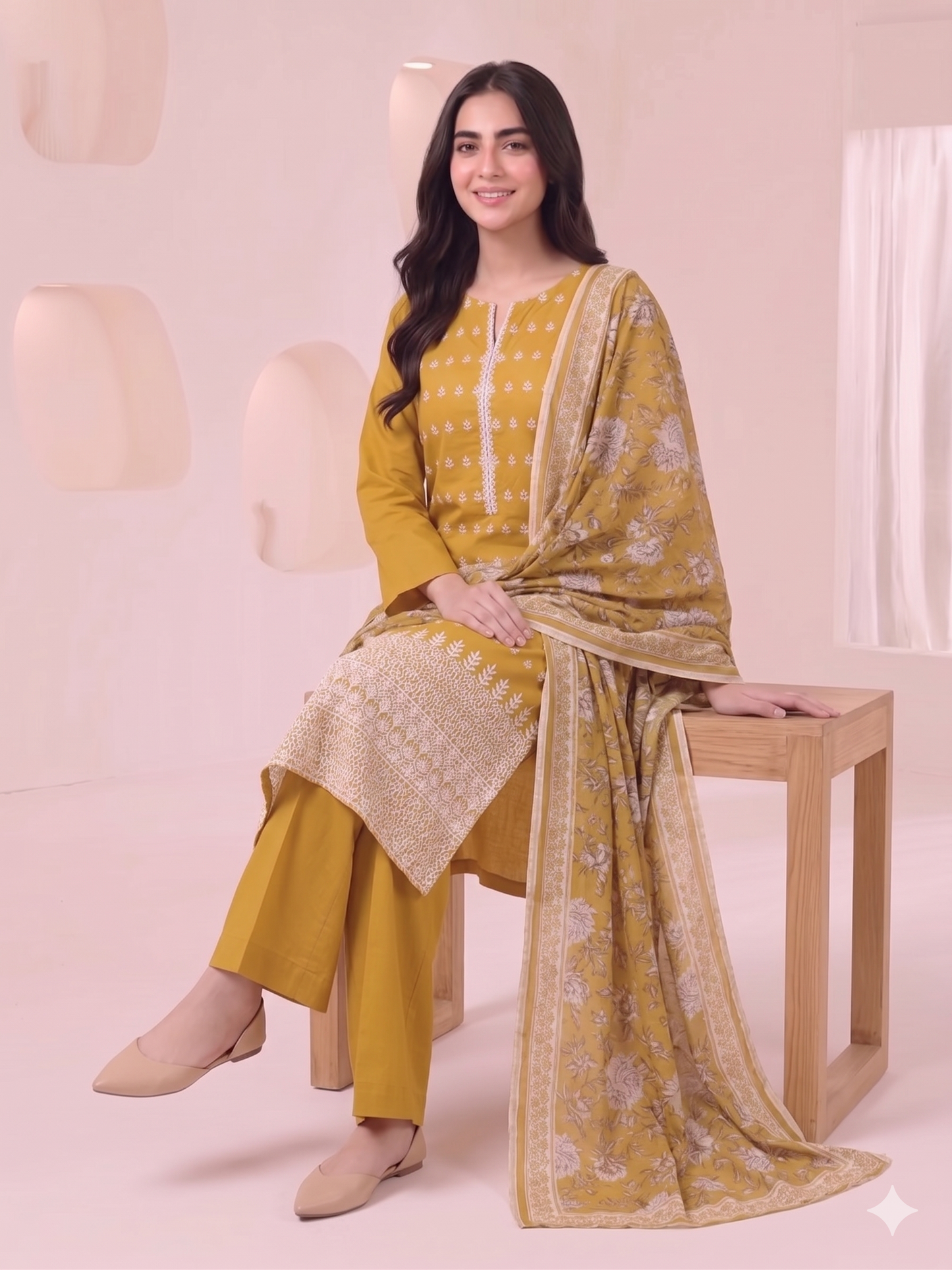 Summer Special Chicken Kari Lawn 3-Piece Suit - Semi-Stitched/Stitched (L, XL)