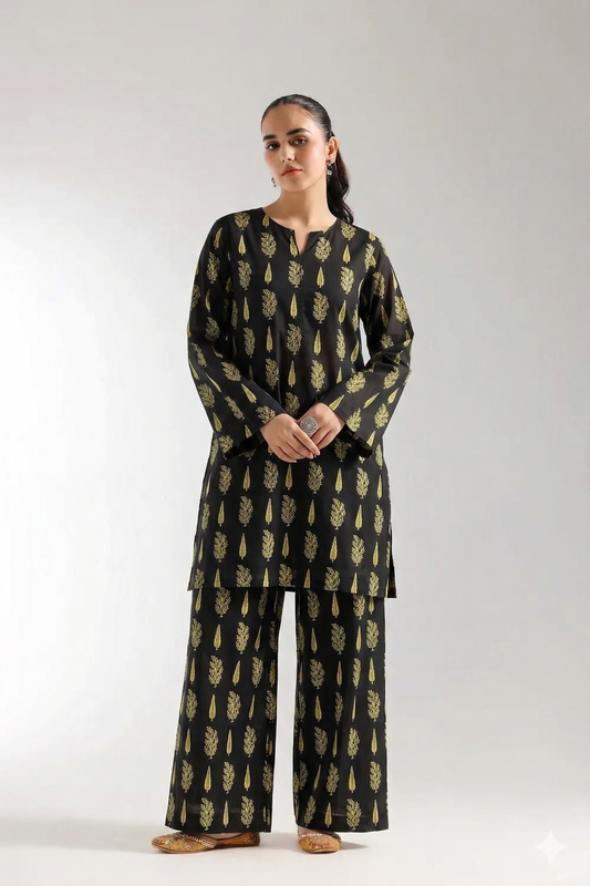 ALL OVER PRINT LAWN TWO PEICE SUIT UNSTITCH