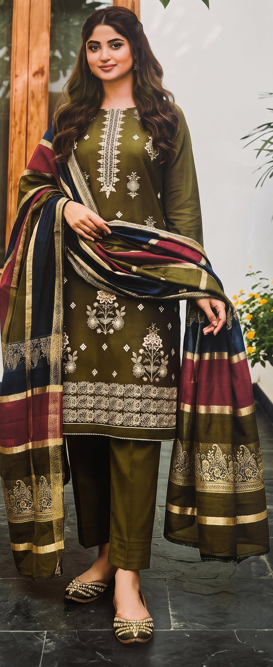 Meerab By Bin Anwar Kashmiri Shawl 3-Piece Suit (Unstitched)