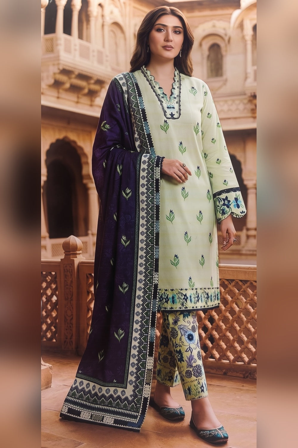 Classic Charm Khaddar Digital Printed 3 Piece Suit (Unstitched)