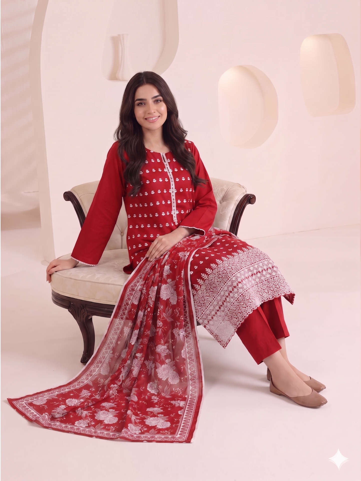 Summer Special Chicken Kari Lawn 3-Piece Suit - Semi-Stitched/Stitched (L, XL)