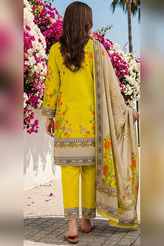 Classic Charm Khaddar Digital Printed 3 Piece Suit (Unstitched)
