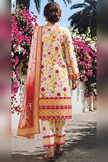 Classic Charm Khaddar Digital Printed 3 Piece Suit (Unstitched)