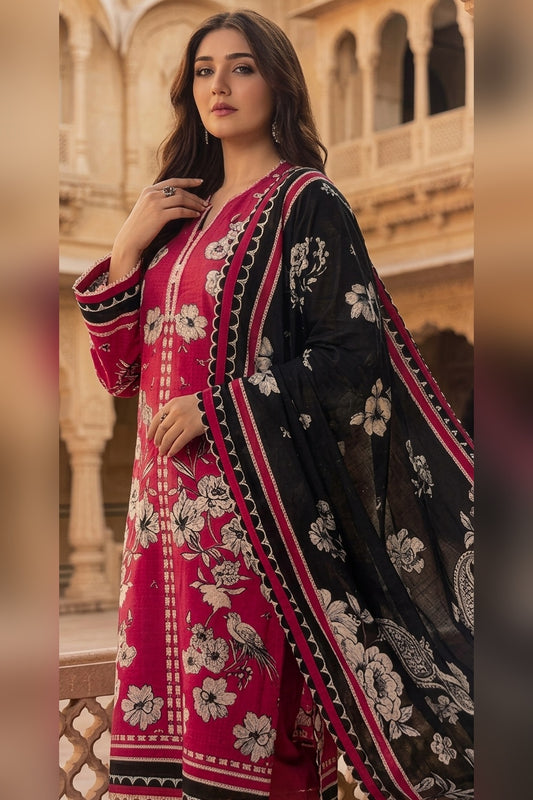 Classic Charm Khaddar Digital Printed 3 Piece Suit (Unstitched)