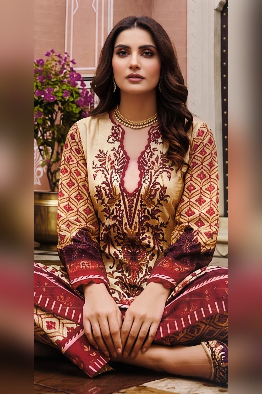 Classic Charm Khaddar Digital Printed 3 Piece Suit (Unstitched)