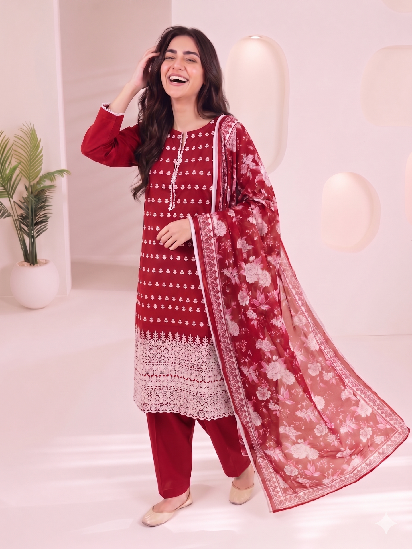 Summer Special Chicken Kari Lawn 3-Piece Suit - Semi-Stitched/Stitched (L, XL)