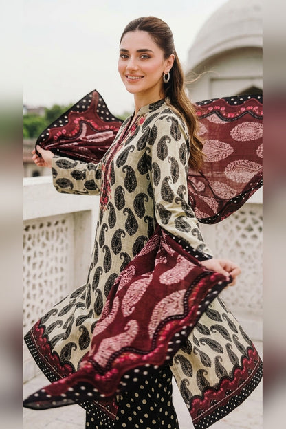 Classic Charm Khaddar Digital Printed 3 Piece Suit (Unstitched)