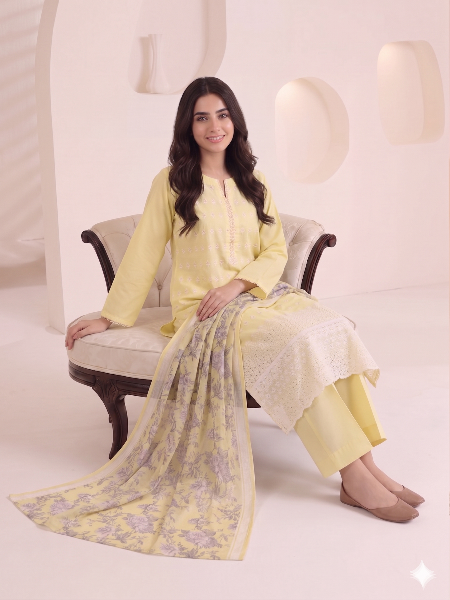 Summer Special Chicken Kari Lawn 3-Piece Suit - Semi-Stitched/Stitched (L, XL)