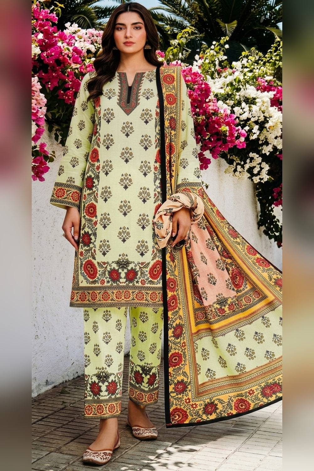 Classic Charm Khaddar Digital Printed 3 Piece Suit (Unstitched)