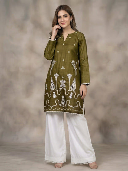 Winter Dhanak Embroidered 2 Piece Co-Ord Set (Stitched)
