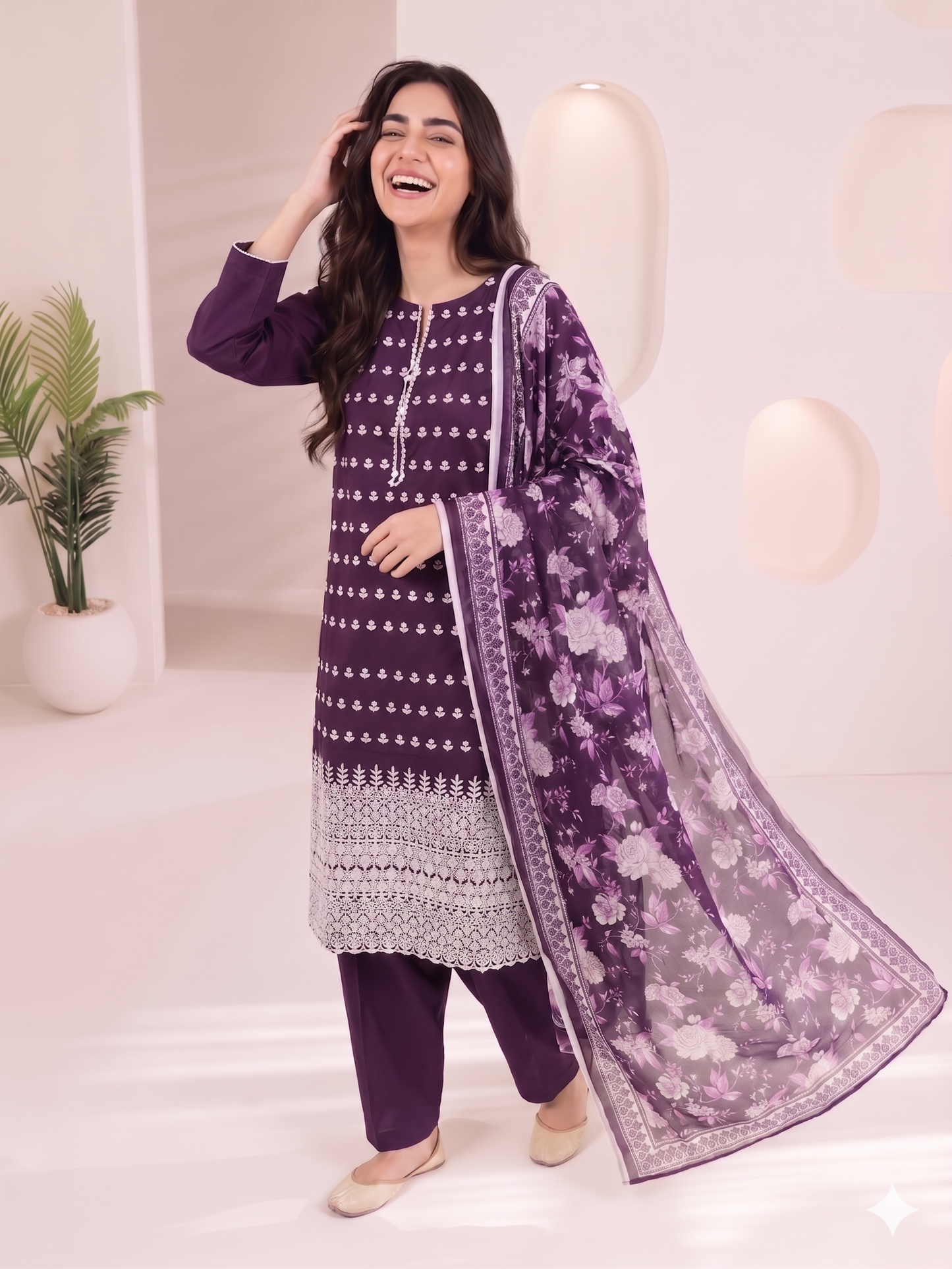 Summer Special Chicken Kari Lawn 3-Piece Suit - Semi-Stitched/Stitched (L, XL)