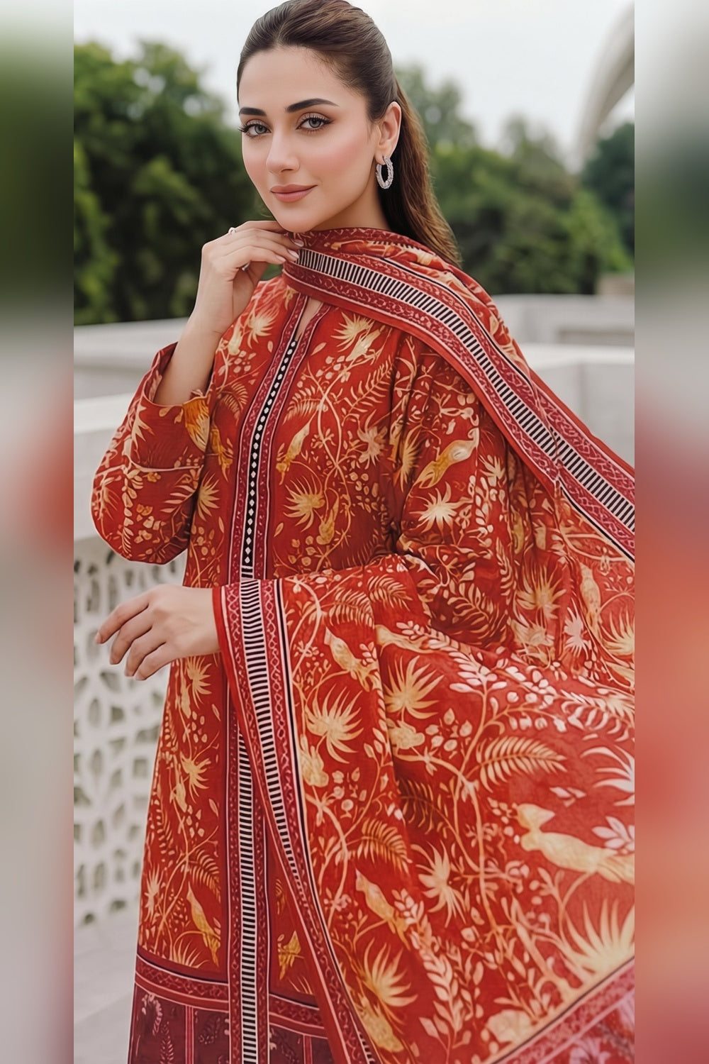 Classic Charm Khaddar Digital Printed 3 Piece Suit (Unstitched)